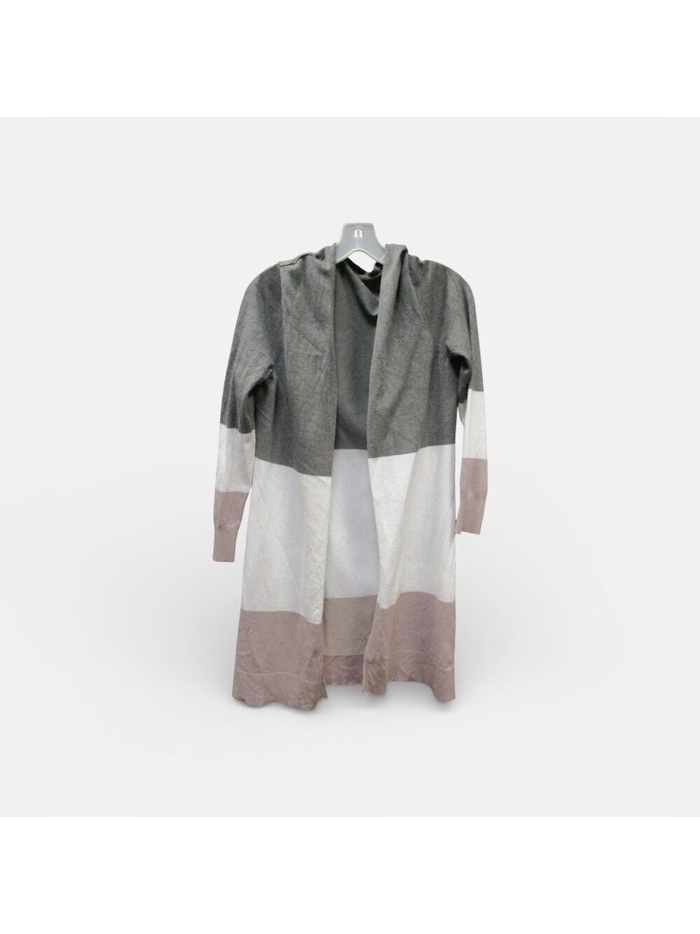Unbranded Gray White Rose Long Sleeve Open Front Cardigan Sweater Medium